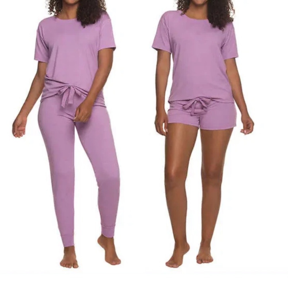 Felina 3 Piece Pj Lounge Pajama Set NWT Soft T Shirt, Shorts and Pants Size L
